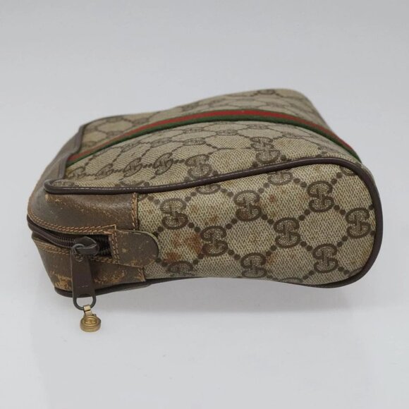 GUCCI GG Supreme Web Sherry Line Clutch Bag PVC Beige 89 01 012 Auth 112453 - Picture 8 of 16